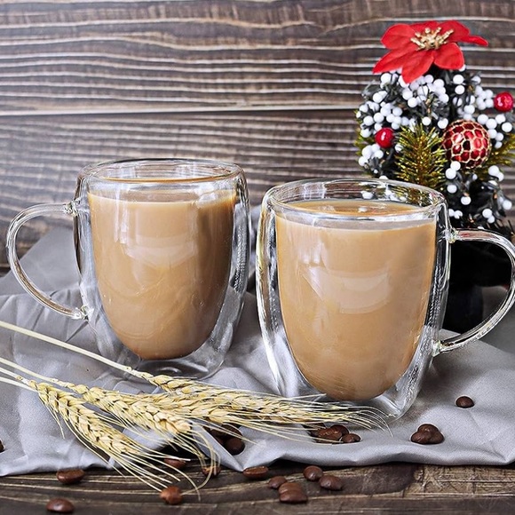 Double walled glass coffee mugs with bamboo lid - Picture 9 of 11